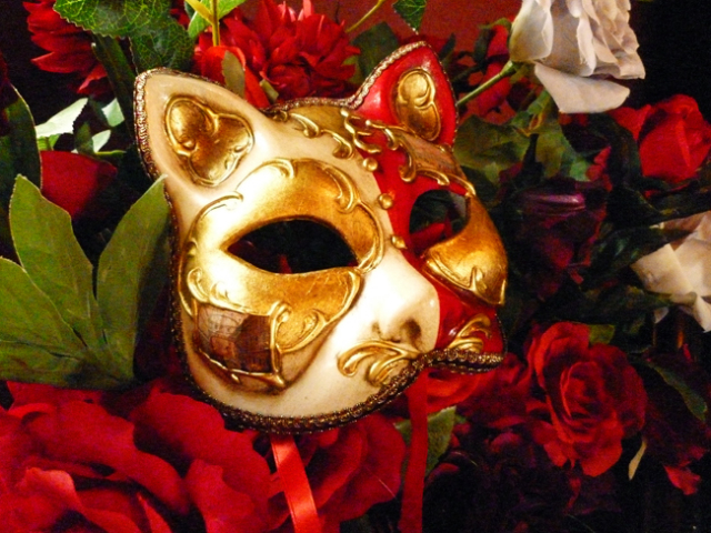 べネチアンマスク 仮面 ゴシック Key Cat Gold Leaf 赤